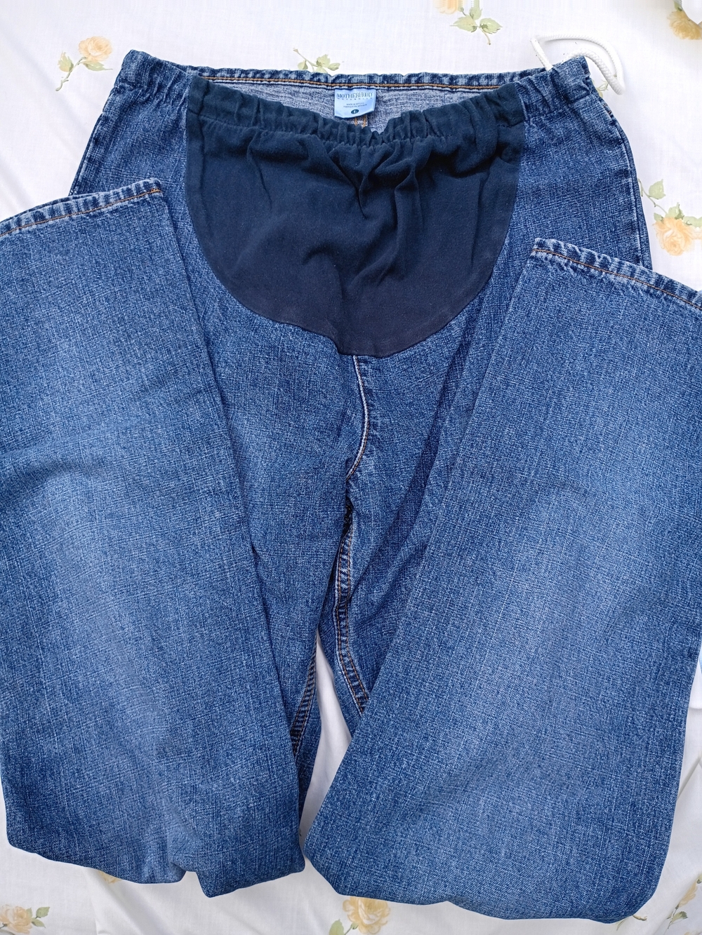 Motherhood Dark Blue Straight-Leg Maternity Jeans with Black Panel